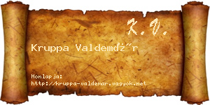 Kruppa Valdemár névjegykártya